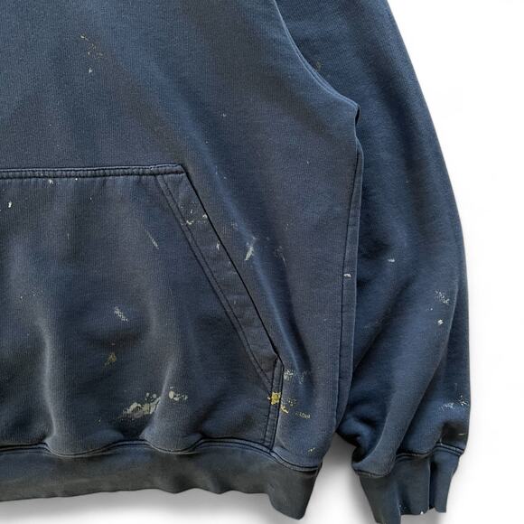 Vintage Y2K Navy Blue Nike Mini Swoosh Hoodie Sweatshirt M Paint Grunge Distress - Picture 4 of 9